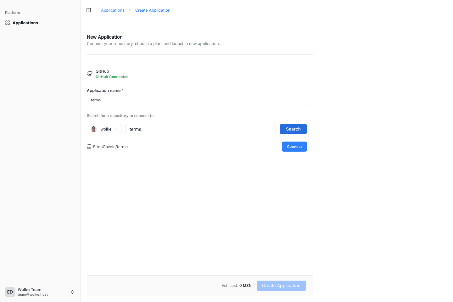 Connect your repository screen